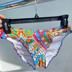 Luli Fama Multicolor Ruched Bikini Bottoms Small